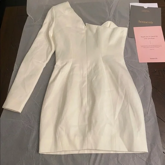 House CB 'Tiffany' White One Shouldered Mini Dress - Picture 13 of 16